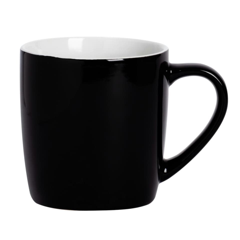 image 1 of Argon Tableware Coloured Coffee Mugs - 350ml - Black/White - Pack of 6 Multi
