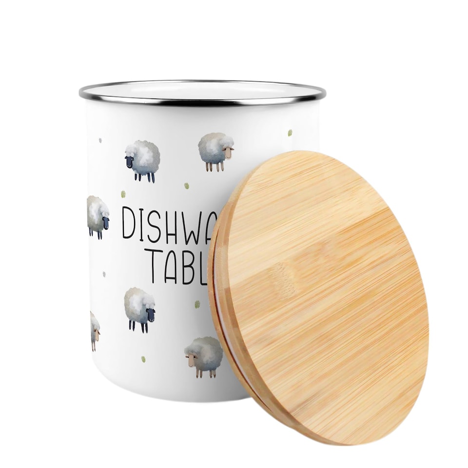 image 1 of Spring Sheep Dishwasher Tablets Storage Tin