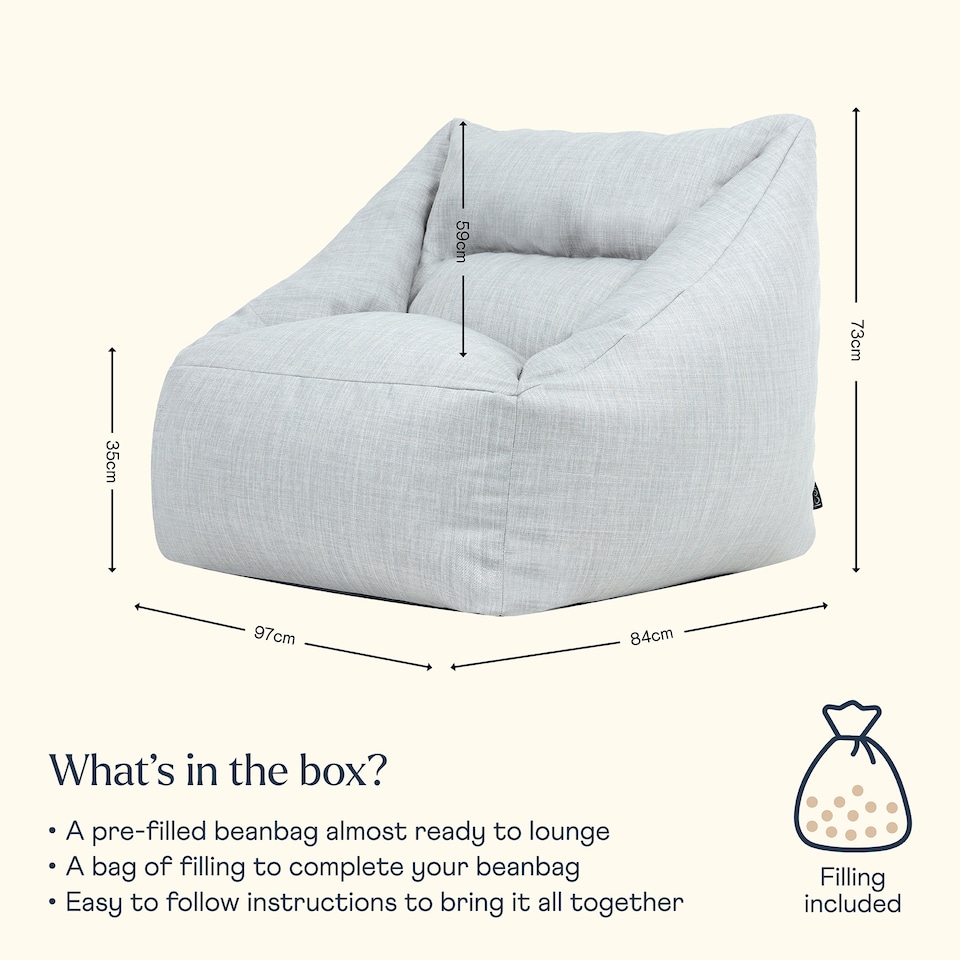 image 1 of Natalia Outdoor Woven Adults Bean Bag Armchair, Ready Filled Large Beanbag Grey | Grey | Grey | M | 1