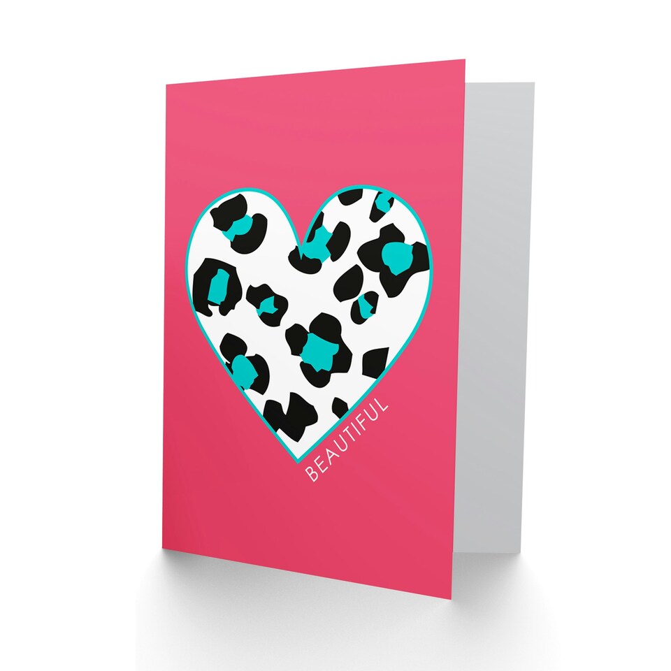 image 1 of Beautiful Pink Teal Leopard Quote Card