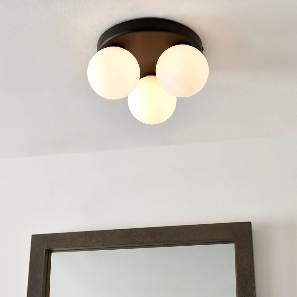 image 1 of Toronto 3 Light IP44 Flush Matte Black Ceiling Light