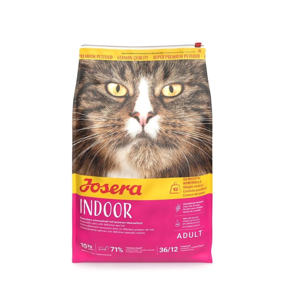 image 1 of Josera Indoor complete cat food | For sterilised or indoor adult cats | Grain-free | Lower calorie | Weight Management | Omega 3 | Urinary pH | 10kg