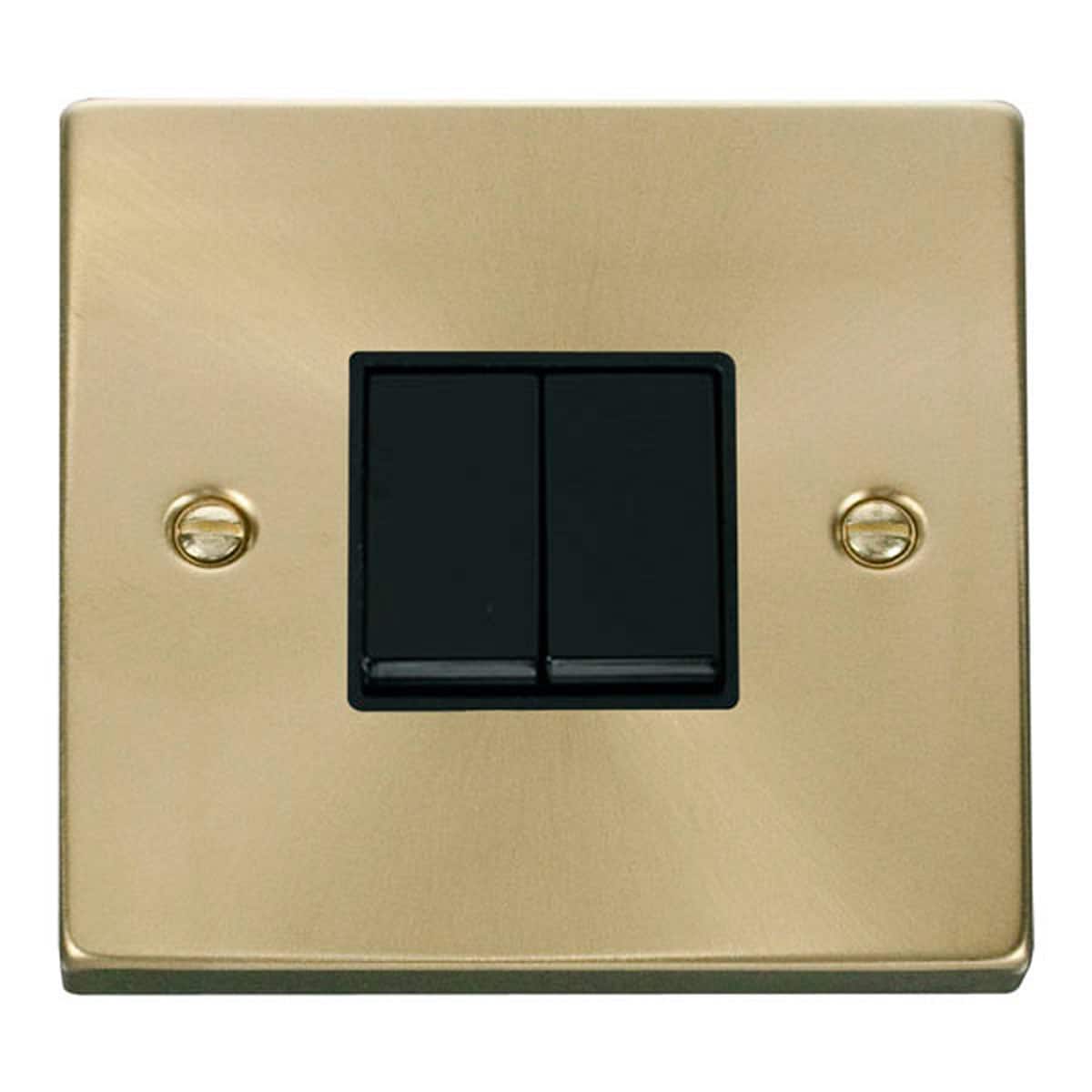 SE HOME Satin Brushed Brass 10A 2 Gang 2 Way Light Switch Gold Satin Brass
