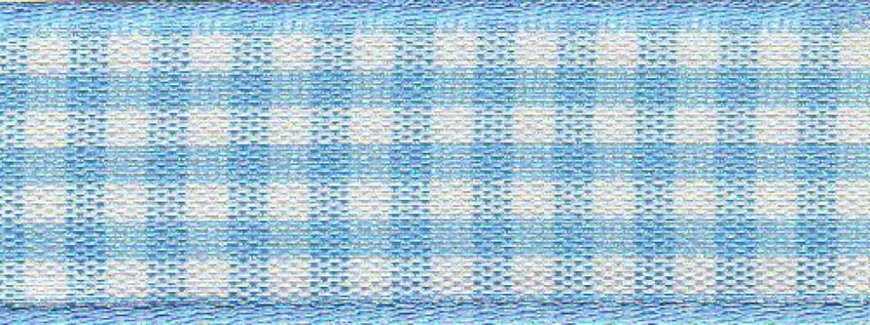 Berisfords 3 Sky 5mm Gingham Ribbon (Value Roll) for Dressmaking - per 20 metre roll