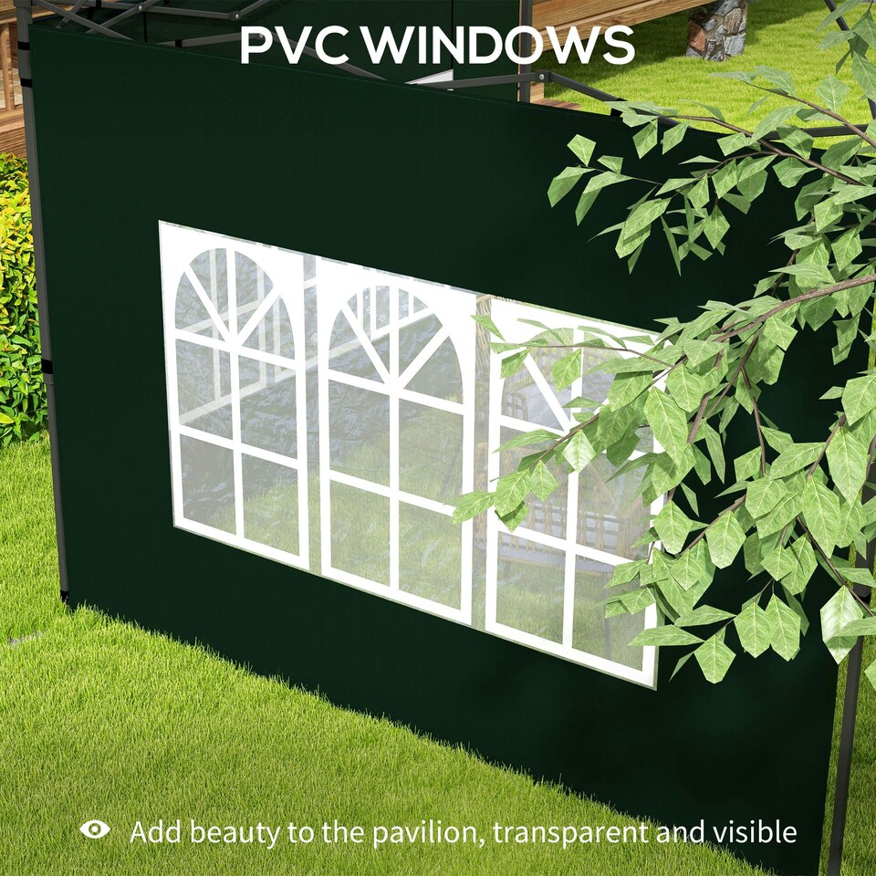 image 1 of Outsunny Gazebo Side Panels for 3x3(m) or 3x6m Gazebo Canopy, 2 Pack, White