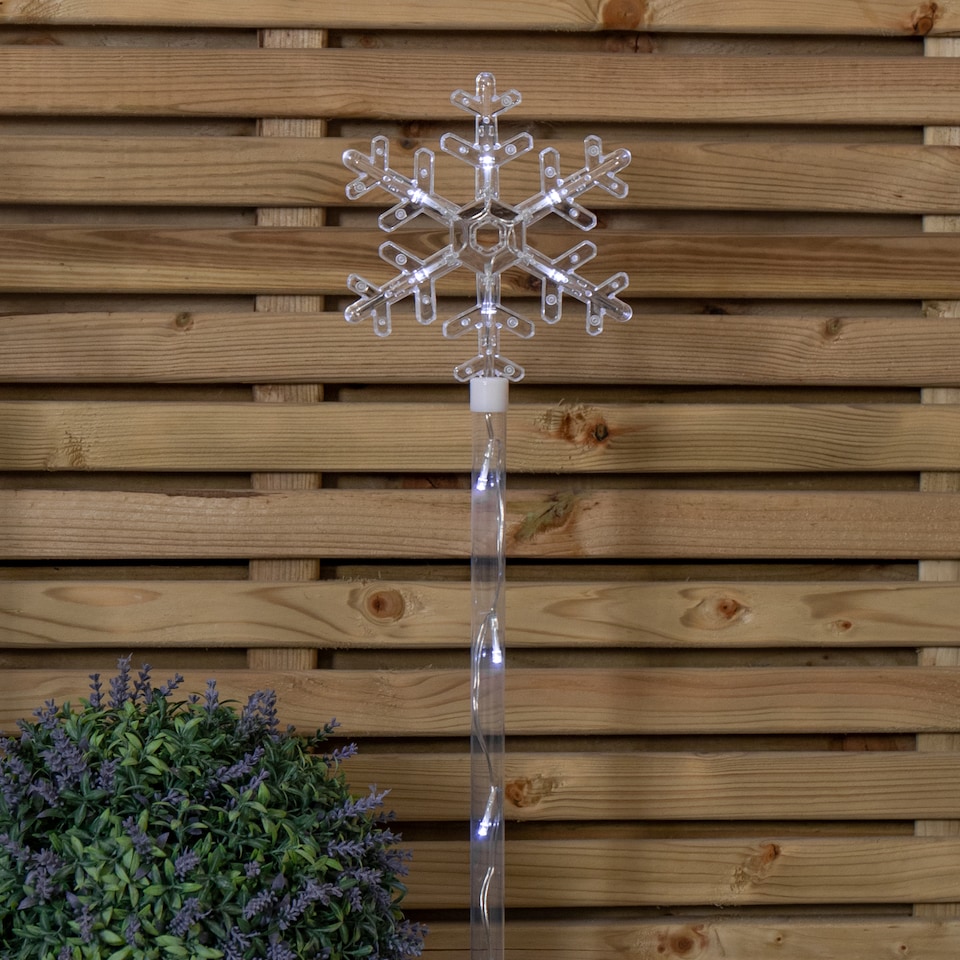image 1 of 69cm Set of 4 Plastic Crystal Snowflake Pathfinder Christmas Lights with White LEDs