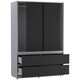 image 2 of URBNLIVING 3 Sliding Door Wardrobe With 4 Drawers And Hanging Rail | Grey | Black Drawers | 1