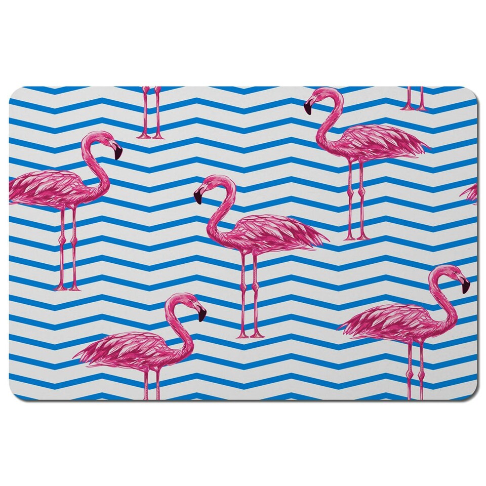 Flamingo & Blue Geometric Lines (Placemat)