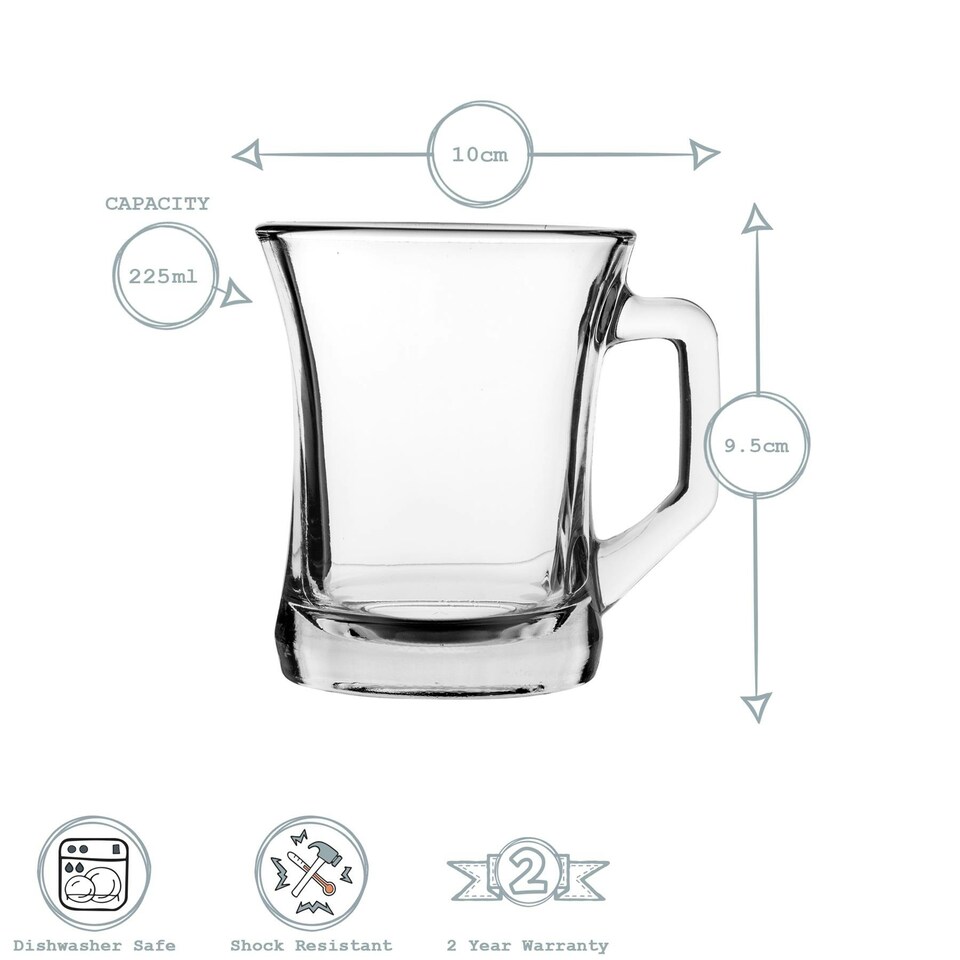 image 1 of LAV Zen+ Glass Coffee Mugs - 225ml - Clear - Pack of 6 Clear