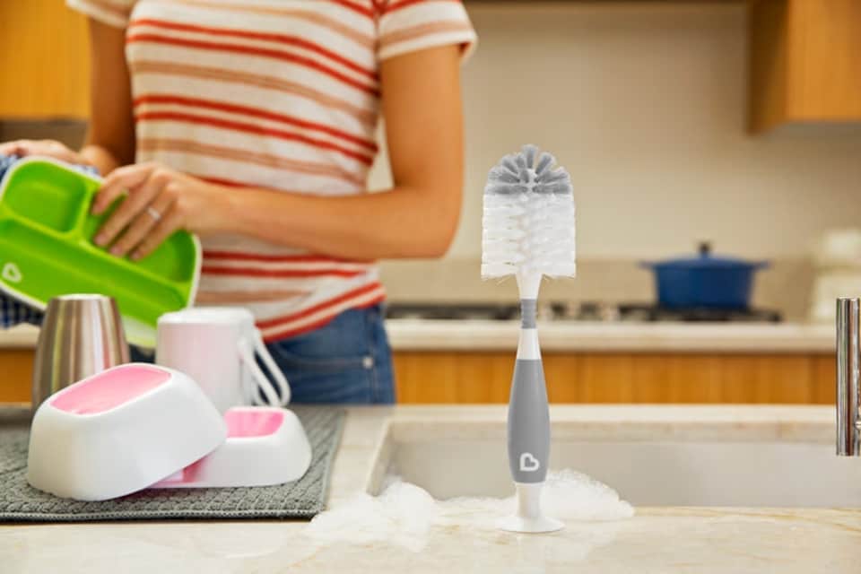 image 1 of Munchkin Bristle Bottle Brush Grey