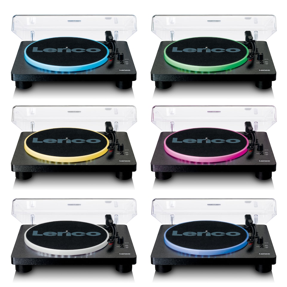 image 1 of LENCO LS-50LEDBK UK - Turntable with PC encoding, speakers and lights