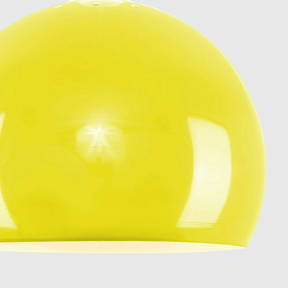 image 1 of ValueLights Pair Of Mini Retro Gloss Yellow Arco Style Dome Ceiling Pendant Light Shades