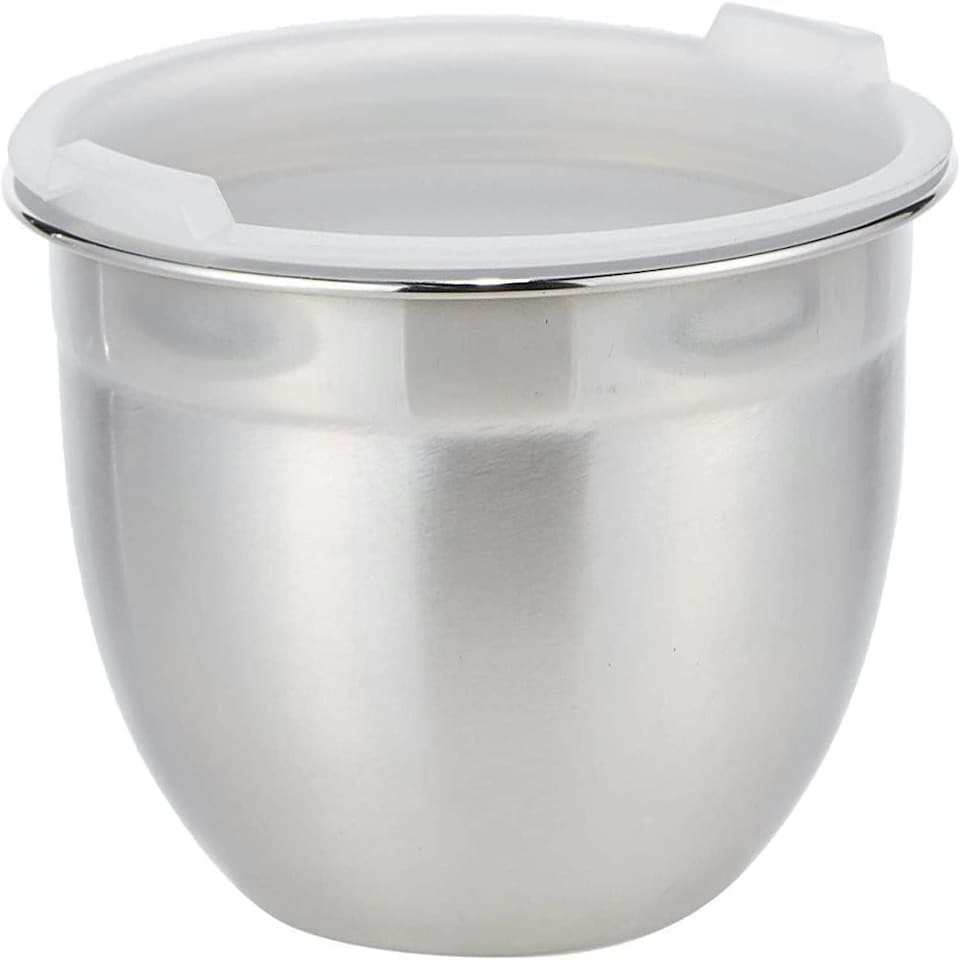 image 1 of Mixing Bowl Set of 3, Stainless Steel Nesting Bowls Air Tight White lids (14,16 & 18 cm Diameter)