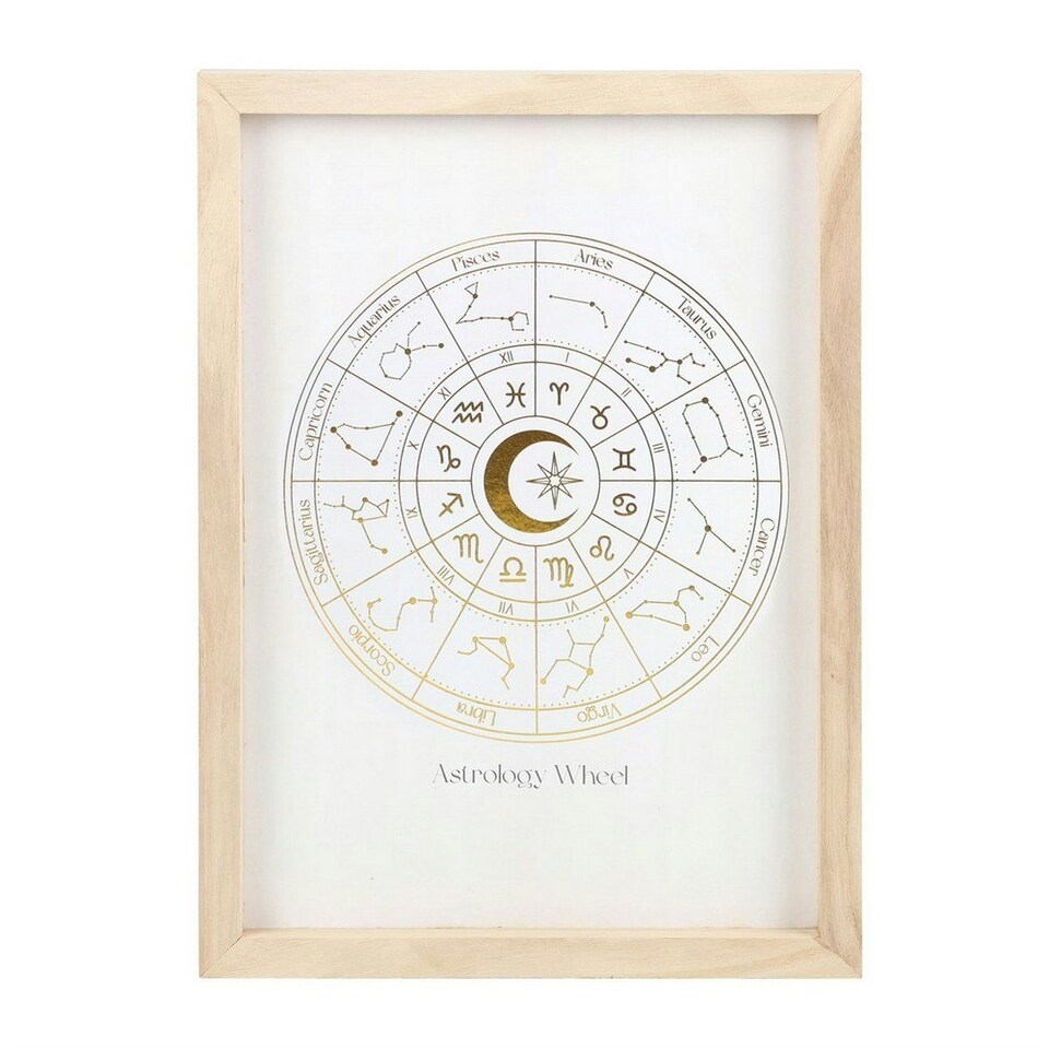 image 1 of Something Different Astrology Wheel Framed Print - Off White - One Size