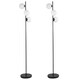 image 1 of First Choice Lighting Pair of Black Floor Lamp with Opal Globe Shades Black