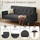 image 7 of Yaheetech Fabric Convertible Sofa Bed with 2 Bolster Pillows-Black