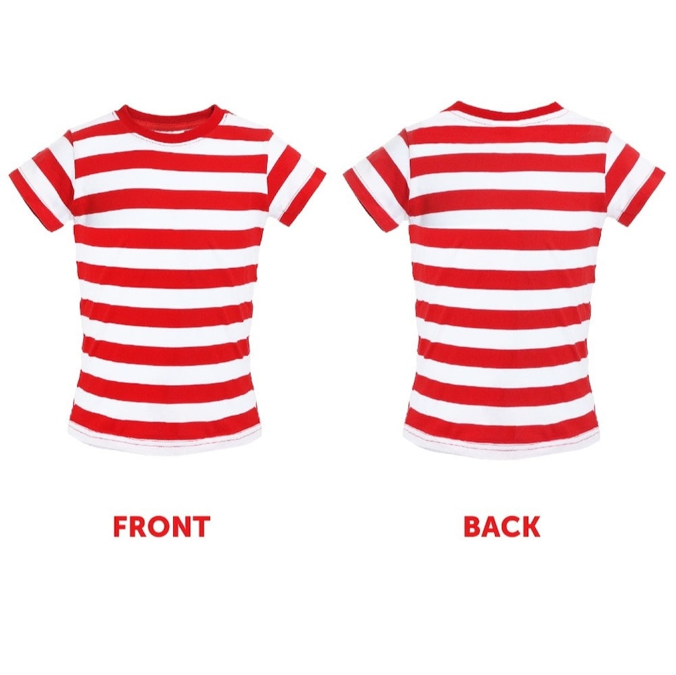 image 1 of Red and White Striped Short Sleeve Top | Red | 3XL