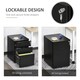 image 3 of Vinsetto 3 Drawer Metal Filing Cabinet Lockable 5 Wheels Under Desk Black
