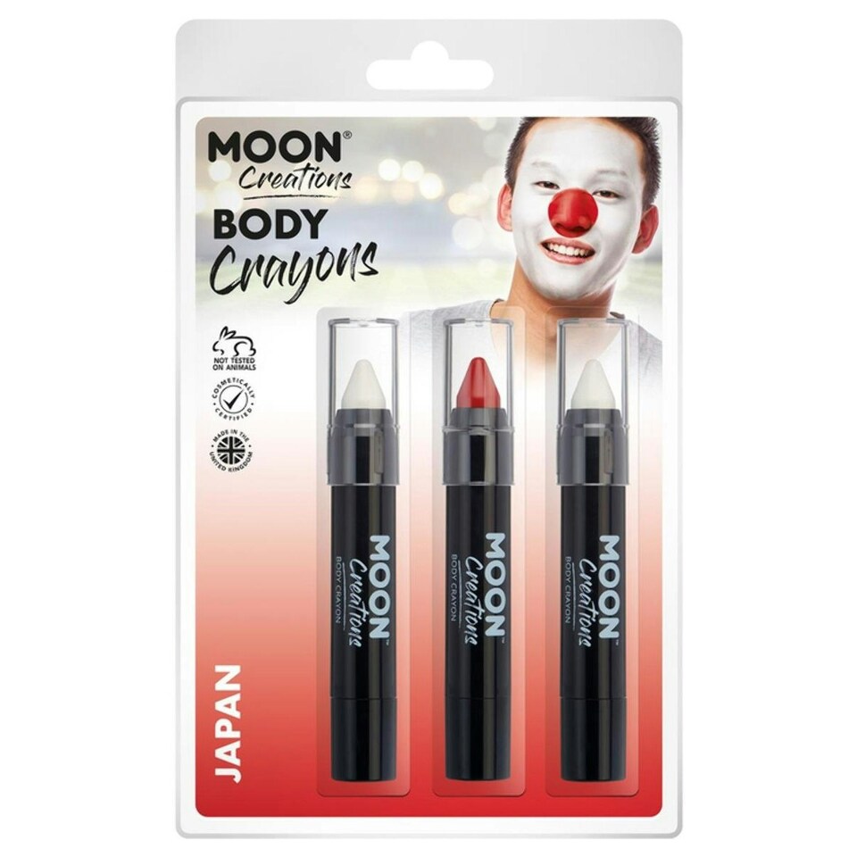 image 1 of Moon Creations Logo Body Crayons - White/Red - One Size
