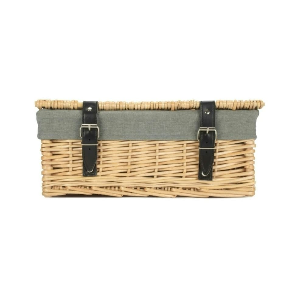 image 1 of 36cm Buff Wicker Empty Picnic Basket Grey | Grey | One Size