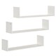 image 1 of HOMCOM Set of 3 Wooden U-Shaped Floating Shelves Set, 80cm Wall Mounted Hanging Bookshelf, CD DVD Storage Display for Bedroom Living Room Kitchen, White