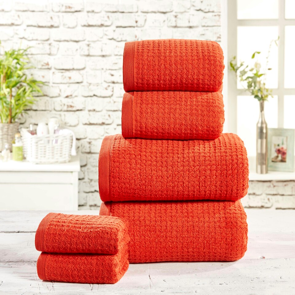 image 1 of Waffle Pure Cotton Face Towels Super Soft and Absorbant Yellow | Face cloth