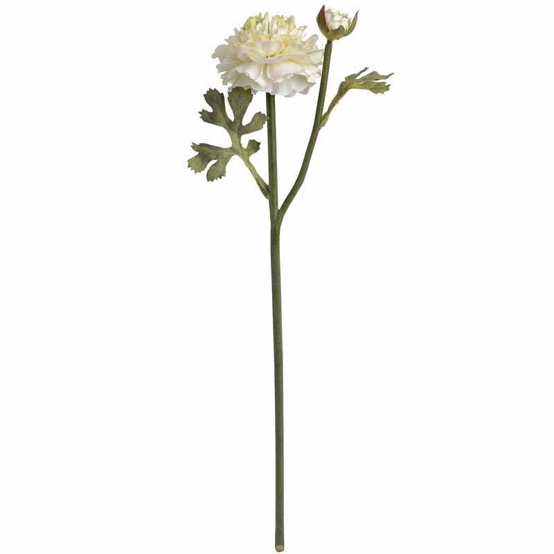 Ranunculus Spray Artificial Flower (Single Stem) - Fabric/Plastic - L8 x W11 x H44 cm - Green