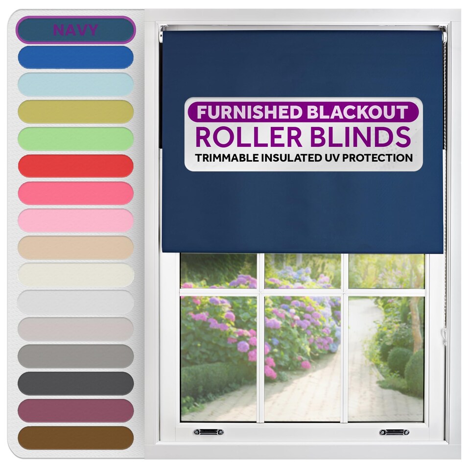 image 1 of Blackout Roller Blind 145cm Wide x 210cm Long | Blue | Navy