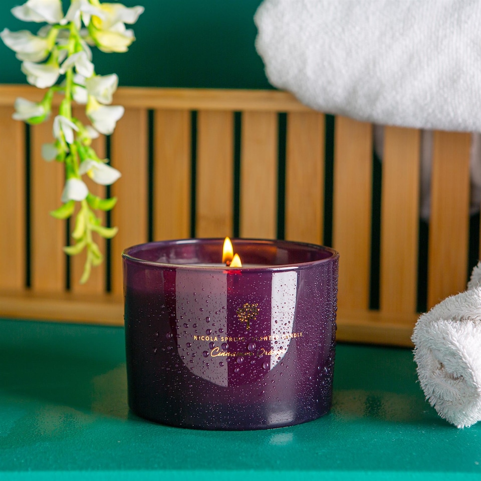 image 1 of Nicola Spring Soy Wax Scented Candles - 350g - Cinnamon & Orange - Pack of 3 | Purple | Purple
