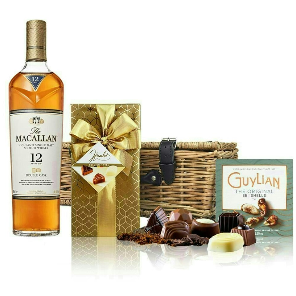 Macallan 12 Year Old Double Cask Single Malt Whisky and Chocolates Hamper 70cl 40% abv
