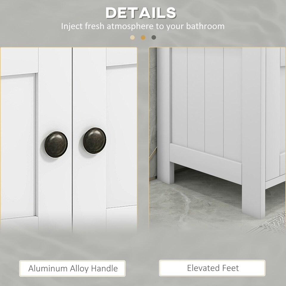 image 1 of kleankin Bathroom Pedestal Under Sink Cabinet with Storage Shelves, Door, White White | White