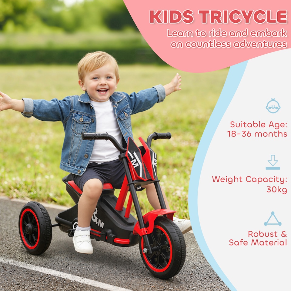 image 1 of AIYAPLAY Kids Tricycle Baby Trike, Kids Trike with Pedal for Boys and Girls Ages 18–36 Months, 3 Wheel Toddler Balance Bike for Indoor Outdoor Use | Red