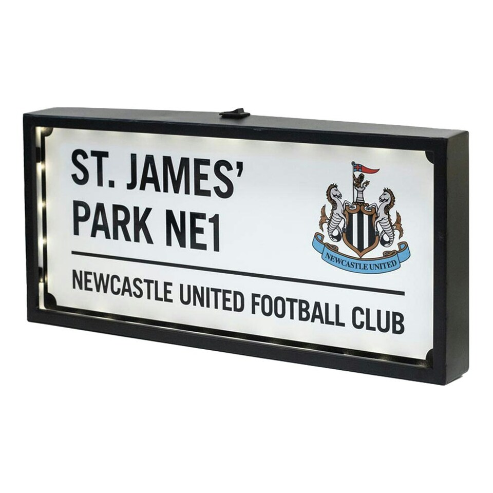 image 1 of Newcastle United FC Metal LED Street Sign - White/Blue/Black - One Size