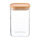 image 1 of Argon Tableware Square Glass Storage Jar with Wooden Lid - 1.1 Litre