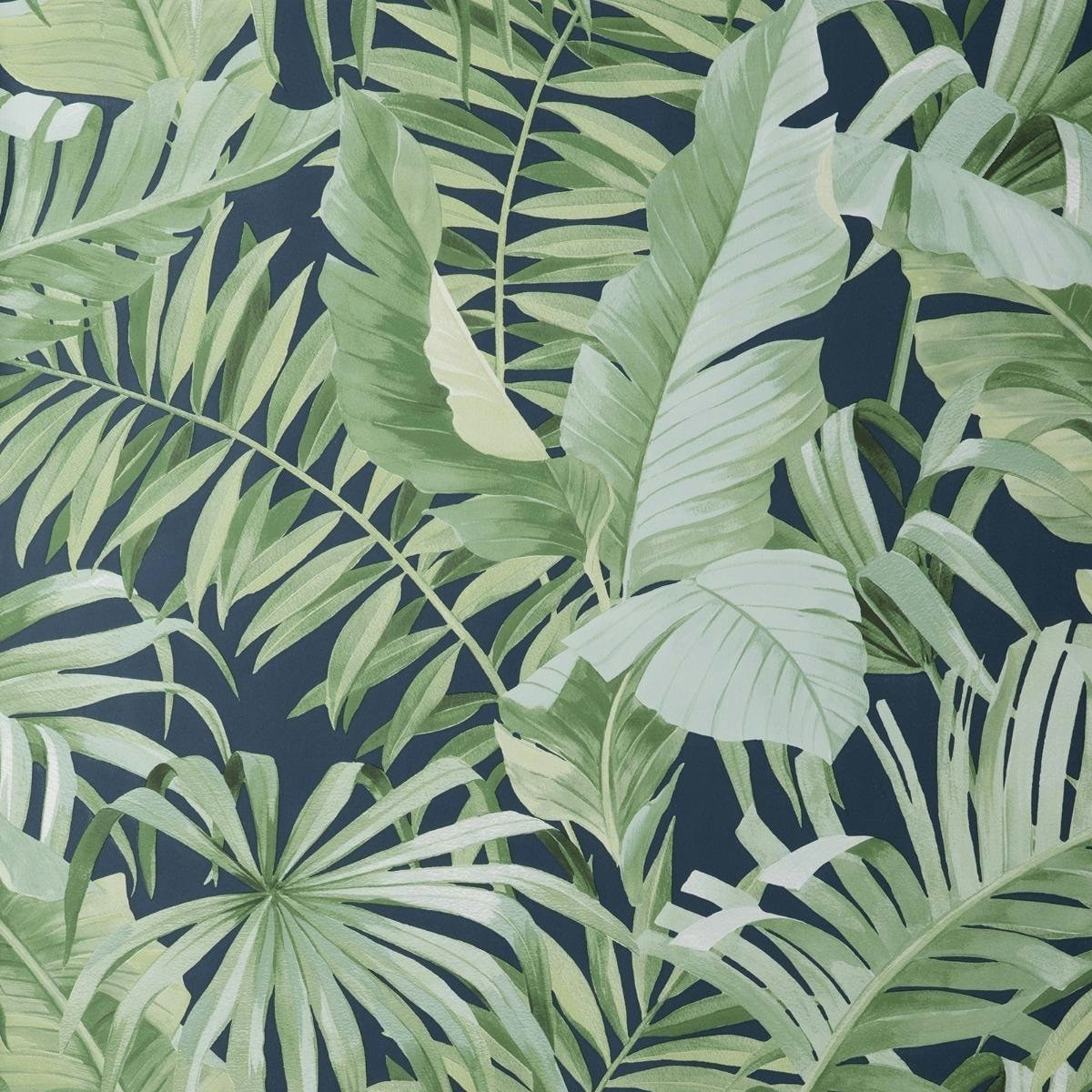 Fine Decor Maui Leaf Wallpaper - Navy - One Size Blue