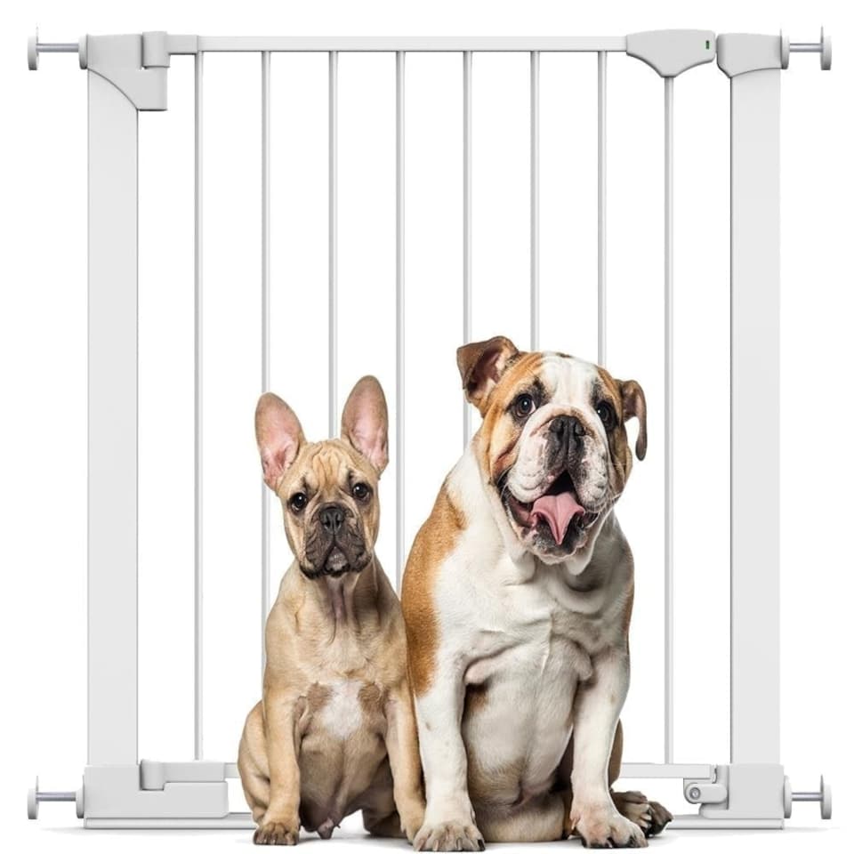 image 1 of Bettacare SafeStep Dog Gate, White, 75cm - 82cm, Extra Low Walkthrough, Pressure Fit Safety Gate, Pet Gate for Stairs and Doors