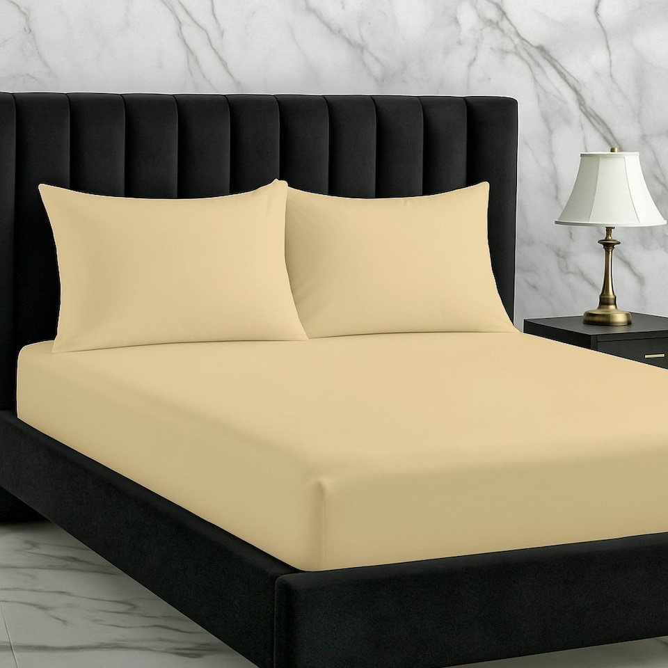 image 1 of Microfibre Soft Touch Fitted Sheet 40cm Extra Deep Skirt Plain Dyed Bed Linen Brown | Brown | Latte | Double