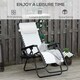 image 3 of Outsunny Foldable Reclining Garden Chair with Headrest, Zero Gravity Deck Sun Lounger Seat Chair with Footrest, Armrest, Cup Holder & Canopy Shade, White