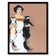 image 1 of Woman Holding Two Cats Drawing Vintage Framed Wall Art Print Penfield 12x16"