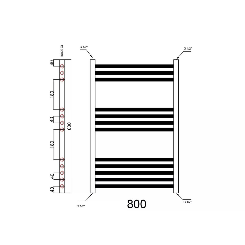 image 1 of Polished Chrome 800 x 300mm Heated Bathroom Towel Rail Warmer Ladder Radiator with Straight Manual Valves Pair