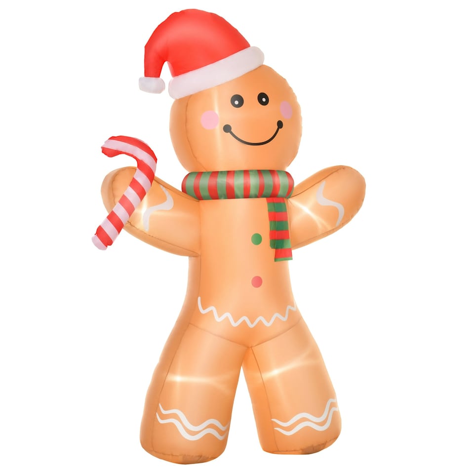 image 1 of HOMCOM 8ft Christmas Inflatable Gingerbread Man Lighted Indoor Outdoor Décor