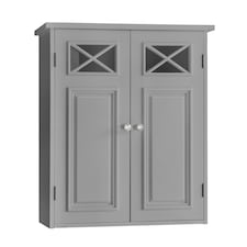 Teamson Home Bathroom Wall Cabinet With Two Doors Grey Dawson