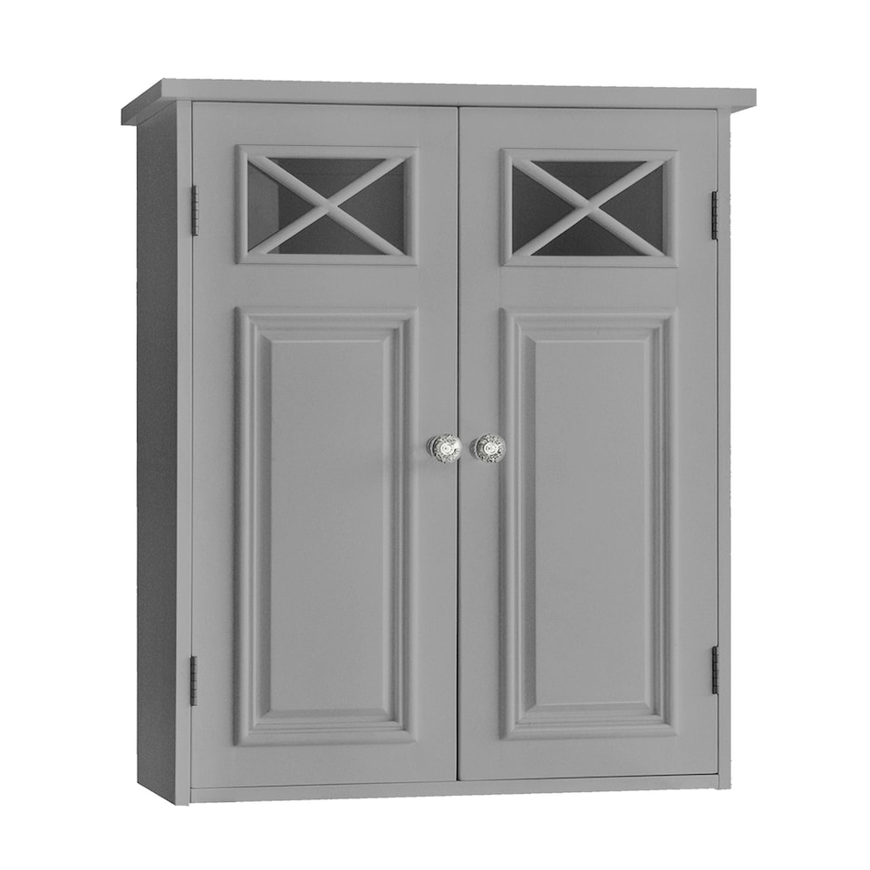 image 1 of Teamson Home Bathroom Wall Cabinet With Two Doors Grey Dawson