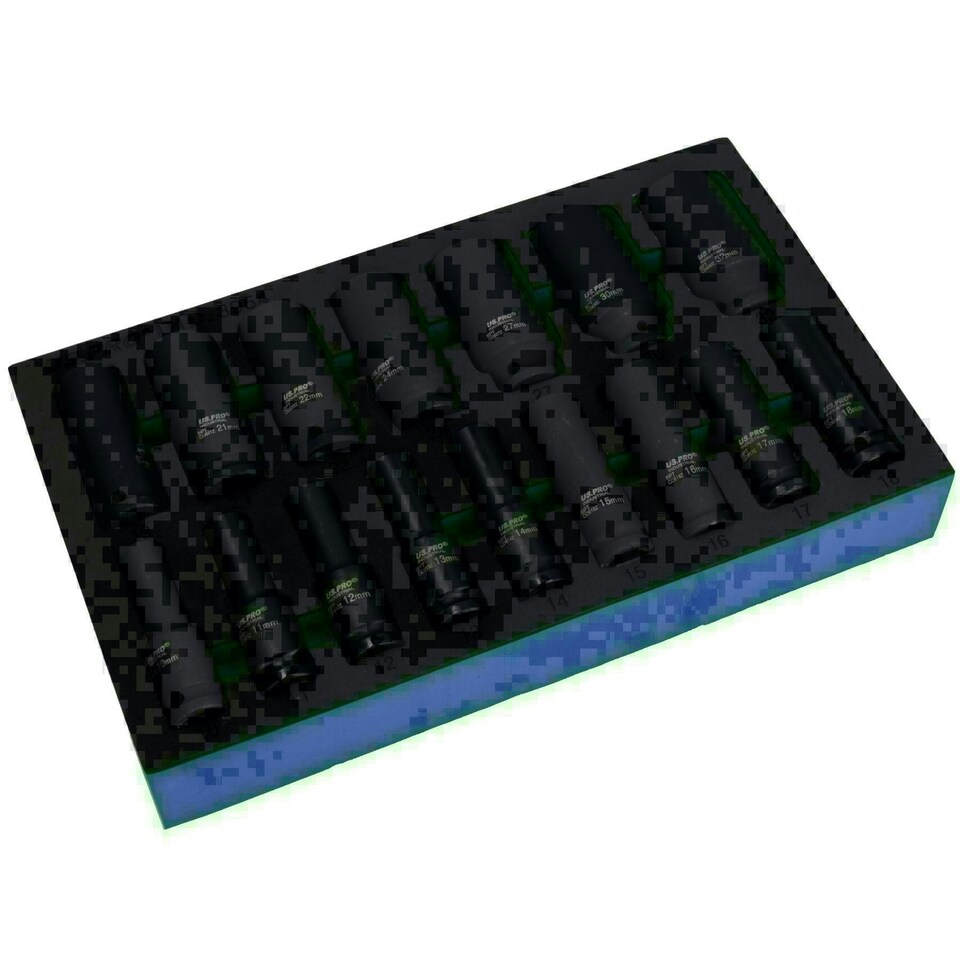image 1 of 1/2in Drive Metric Deep Impact Impacted Sockets 6 Sided 10mm - 32mm 16pc