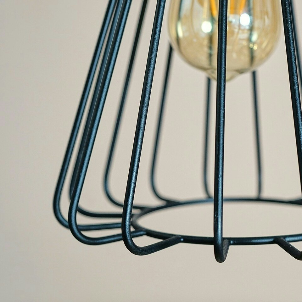 image 1 of ValueLights Edmund Matte Black Pendant Light with Black Hourglass Shade