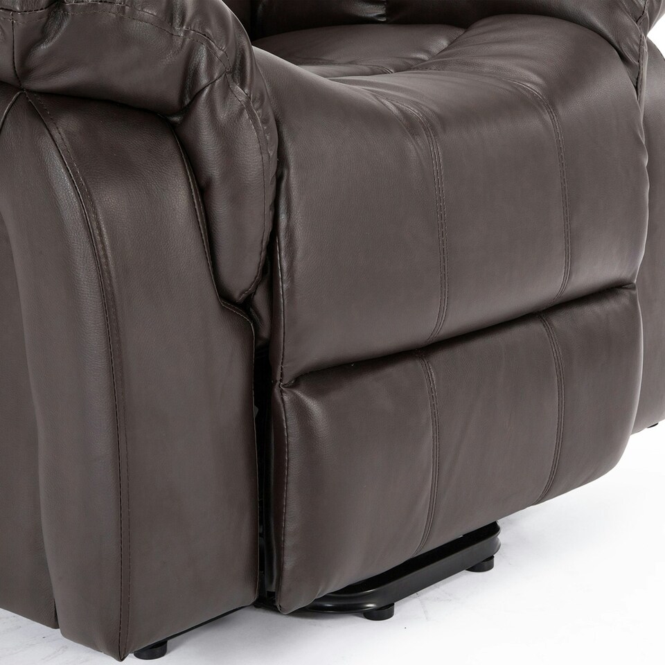 image 1 of Seattle Electric Single Motor Rise Recliner Bonded Leather Chair (Brown)