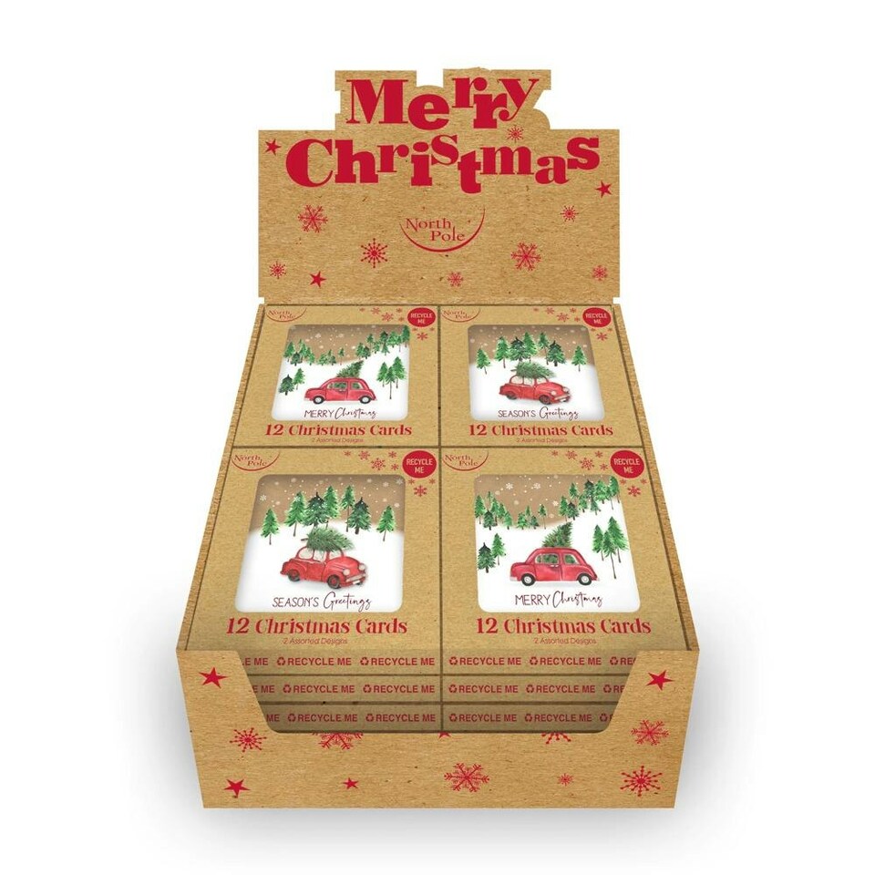 image 1 of Pack of 12 Driving Home Kraft Christmas Box Cards