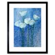 image 1 of White Tulips Flowers Floral Night Painting 9x7" Black Framed Wall Art Print