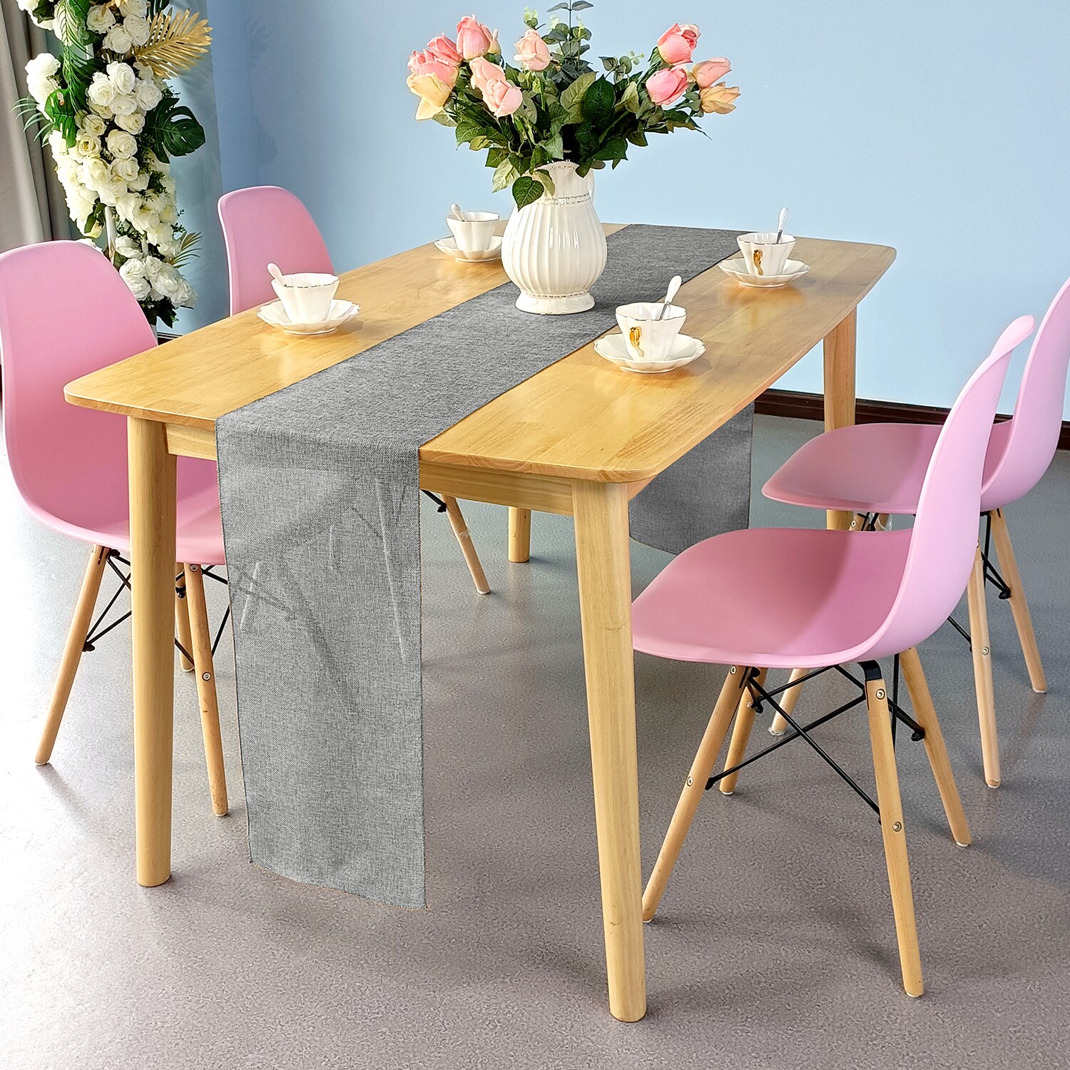 Neel Blue Hessian Table Runner, 29cm x 275cm Jute Fabric Dining Tableware in Grey | Size: 29 cm x 275 cm