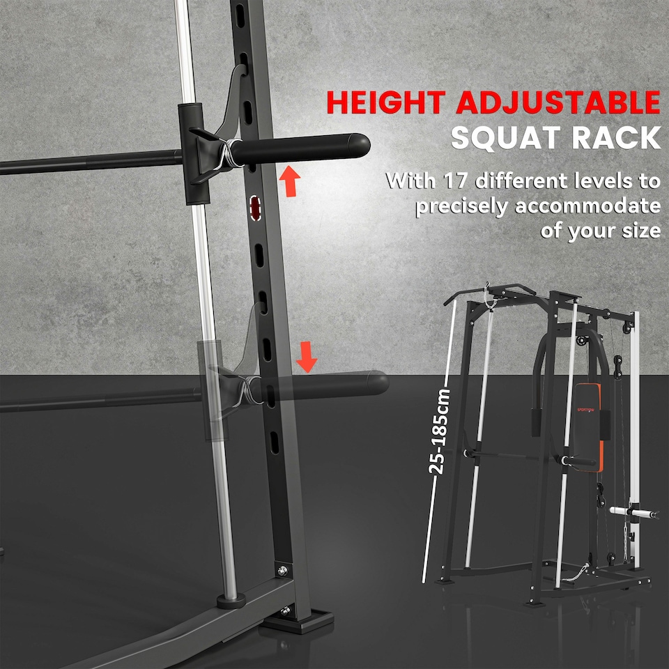 image 1 of SPORTNOW Multigym, Smith Machine Power Cage for Home Gym, Weight Lifting